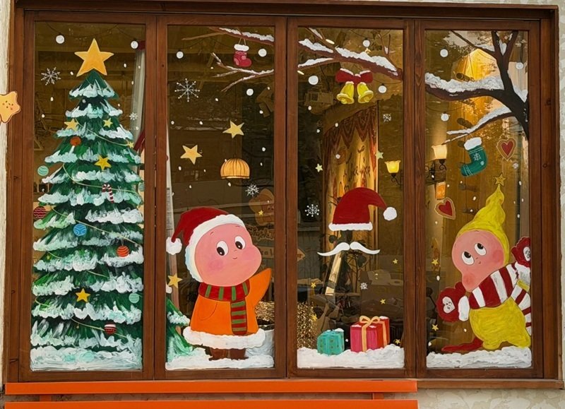 trang trí noel cho cửa kính 25