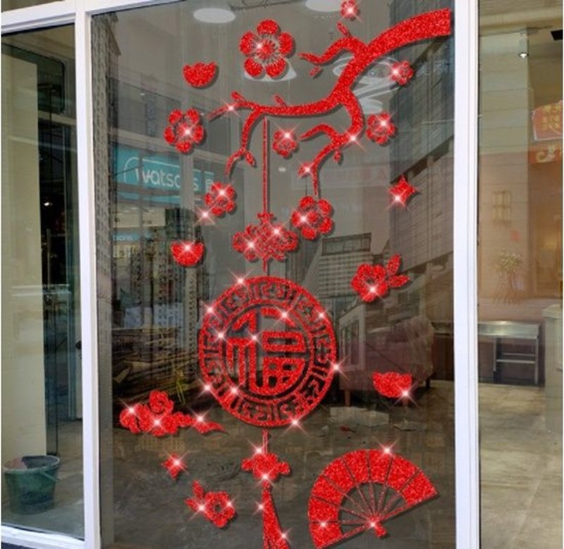 trang trí tết trên cửa kính 2025 cho công ty 14