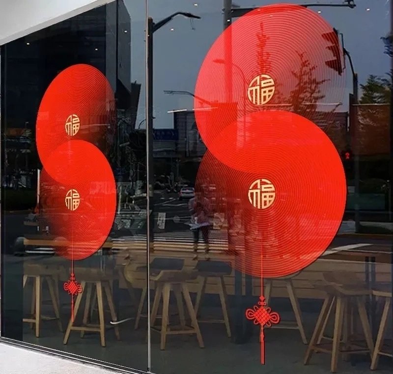 trang trí tết trên cửa kính 2025 cho công ty 19