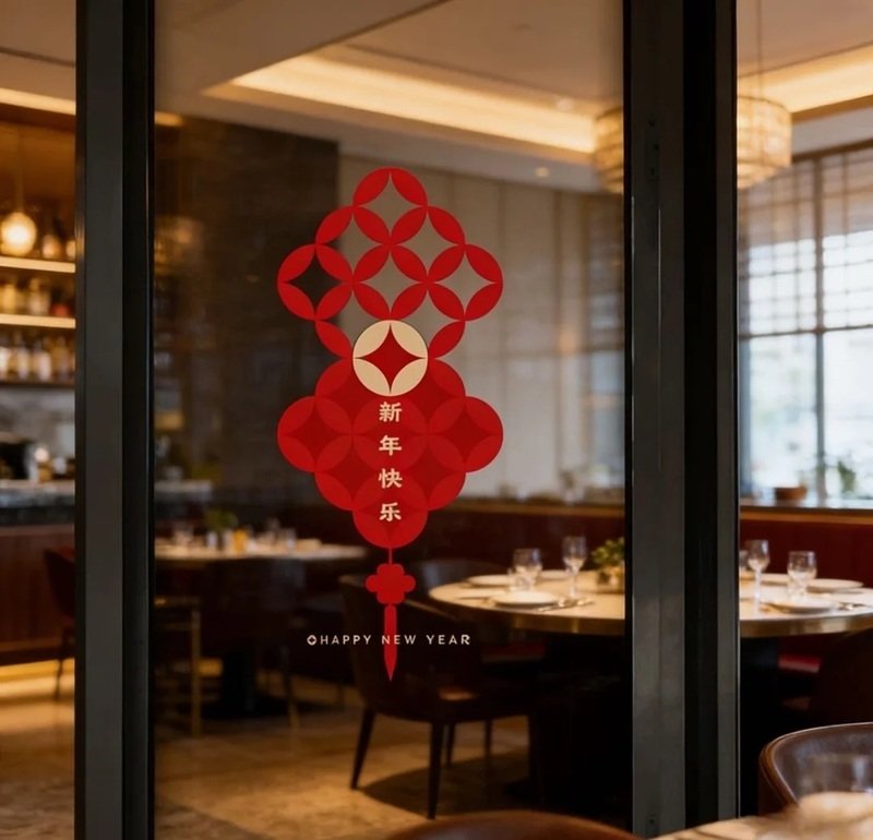 trang trí tết trên cửa kính 2025 cho khách sạn 34