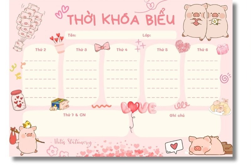 trang trí thời khóa biểu 14