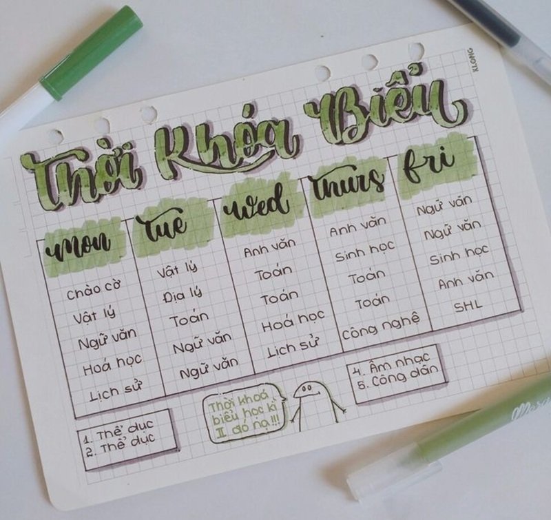 trang trí thời khóa biểu 21