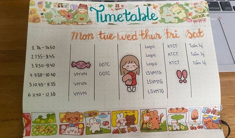 trang trí thời khóa biểu 28