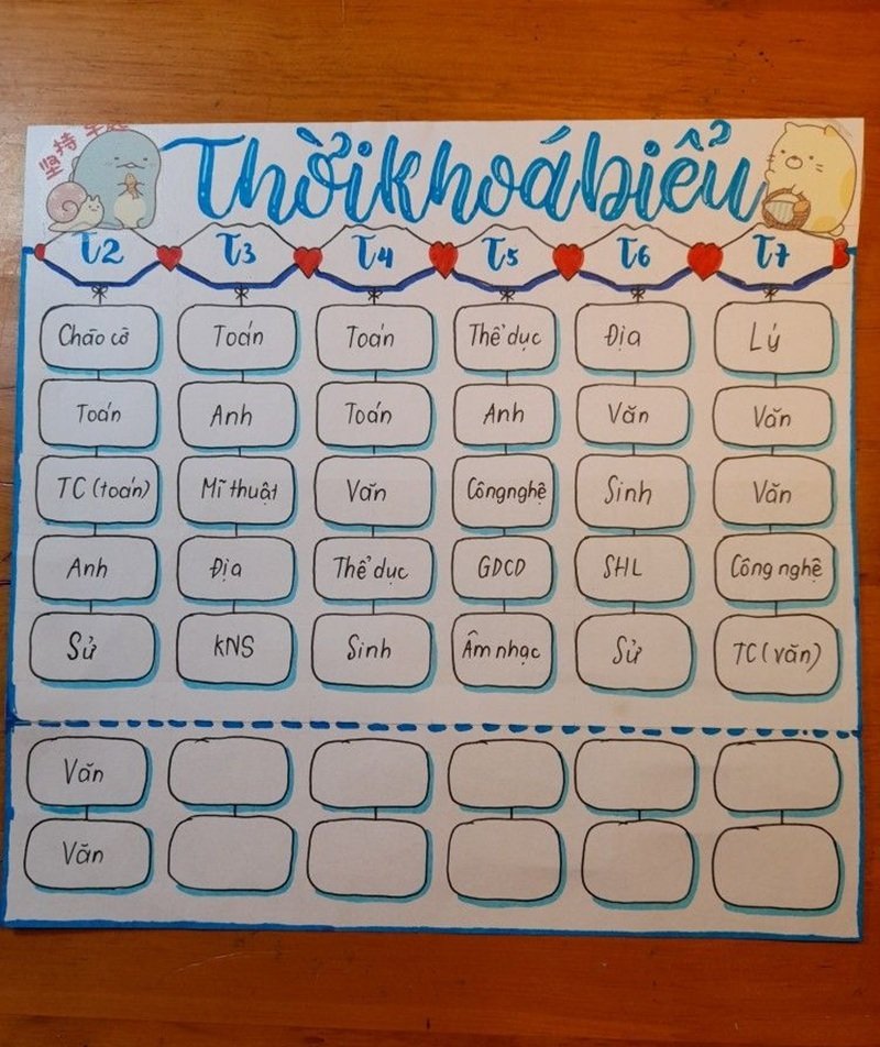 trang trí thời khóa biểu 3