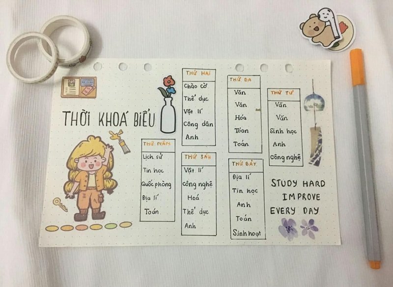 trang trí thời khóa biểu 31