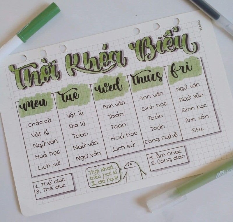 trang trí thời khóa biểu 33