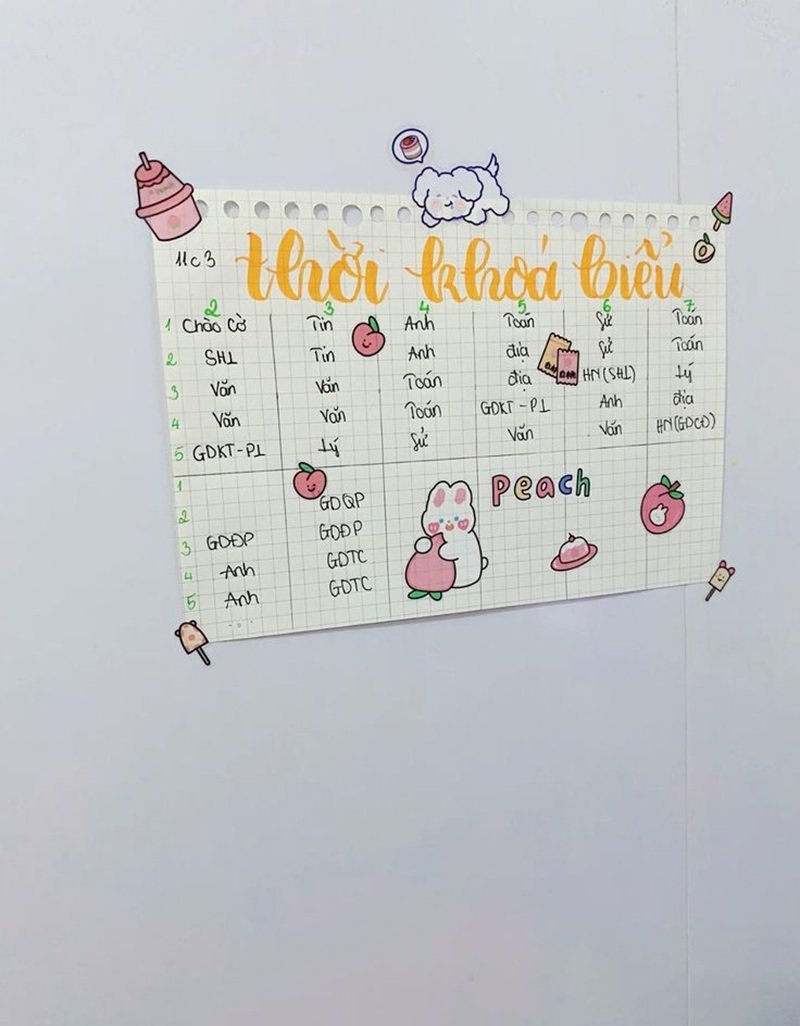 trang trí thời khóa biểu 5