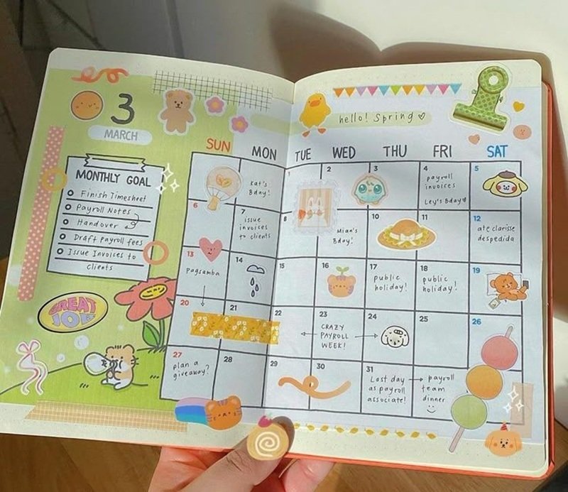 trang trí thời khóa biểu 7