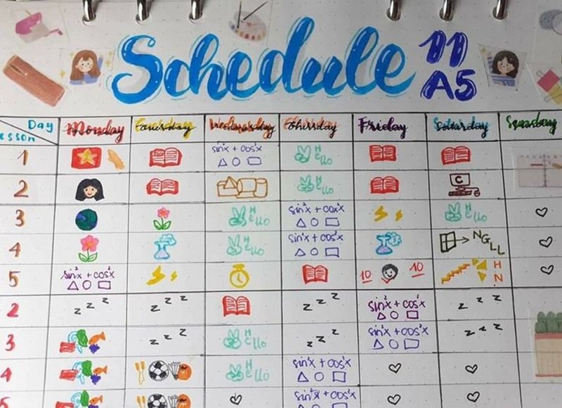 trang trí thời khóa biểu 9