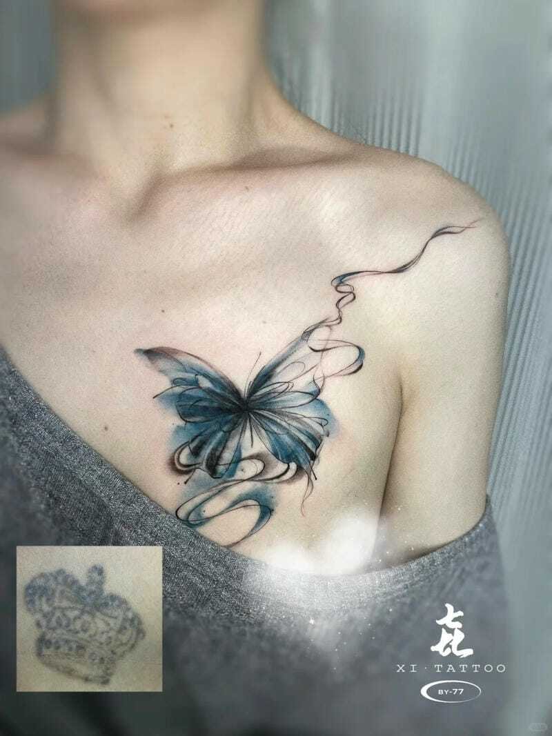 Hình xăm vú phong cách tattoo nữ tính và mềm mại