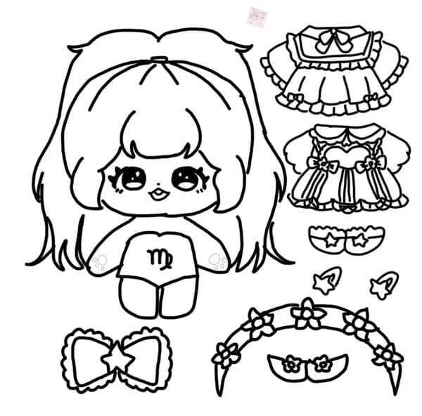 búp bê giấy tô màu đẹp