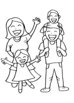 Tải miễn phí 99+ tranh tô màu gia đình 4 người nhiều cảm xúc