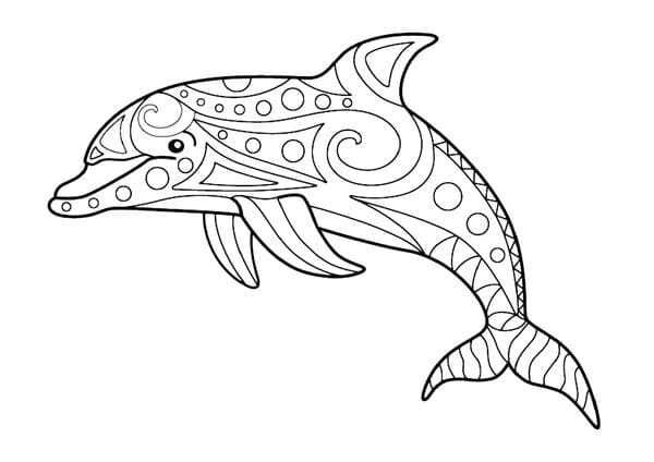 hình ảnh cá heo cho bé tô màu​