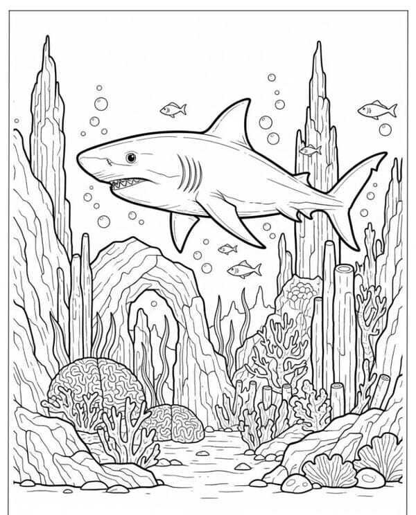 tô màu cá mập 11