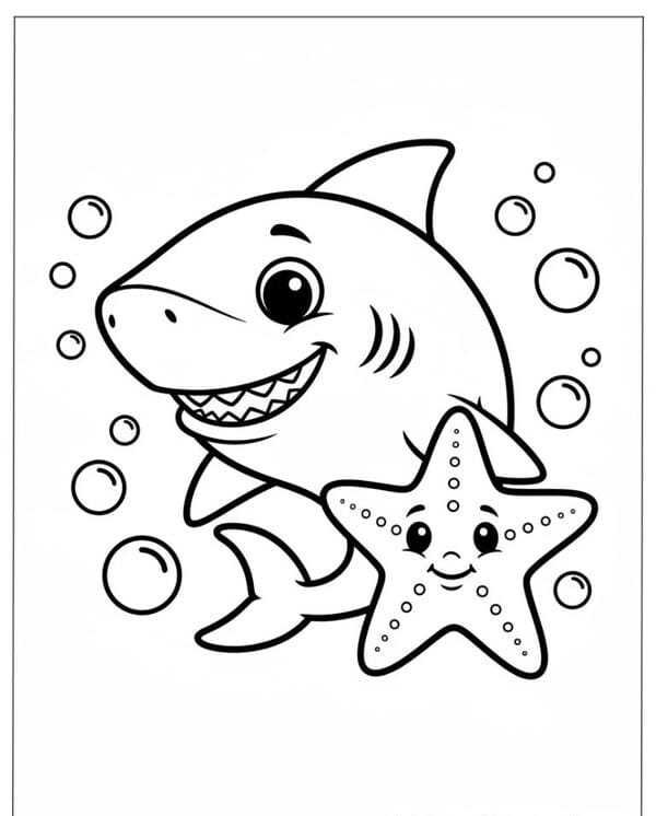 tô màu cá mập 12