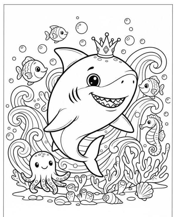 tô màu cá mập 13