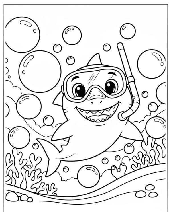 tô màu cá mập 15