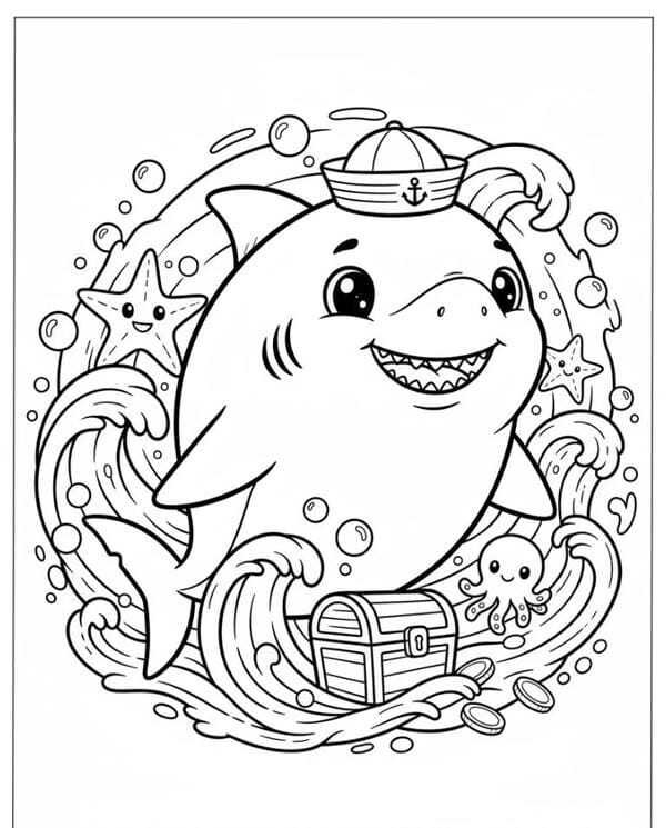 tô màu cá mập 16