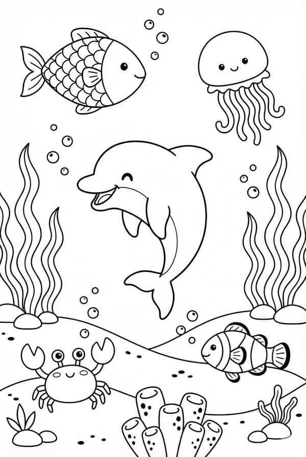 tô màu con cá heo