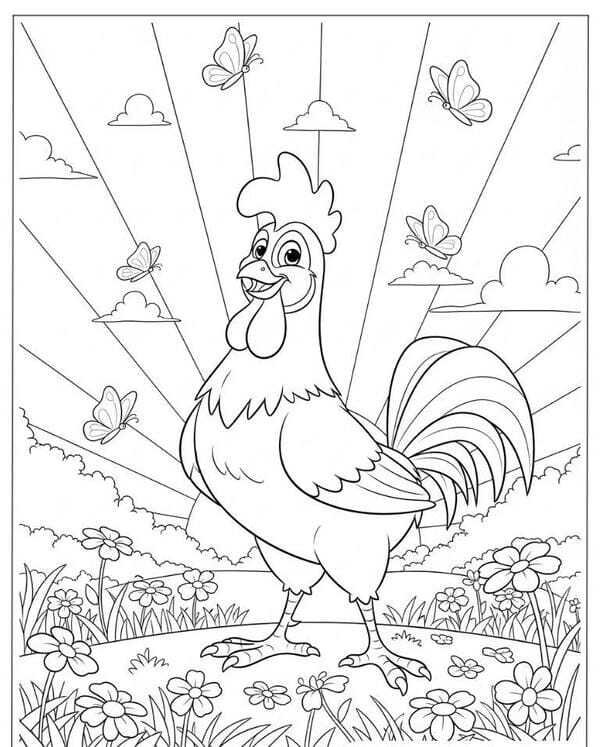 tô màu con gà trống 11