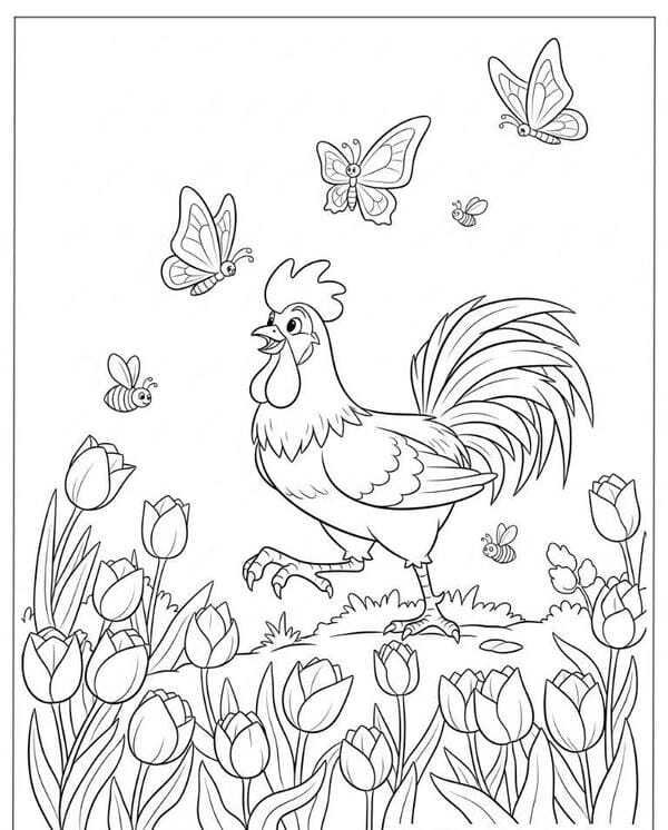 tô màu con gà trống 6