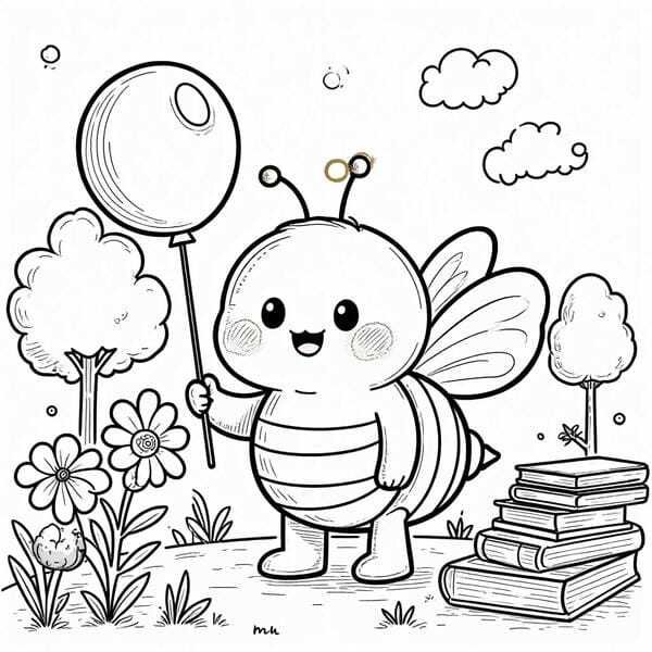 tranh con ong cho trẻ tô màu