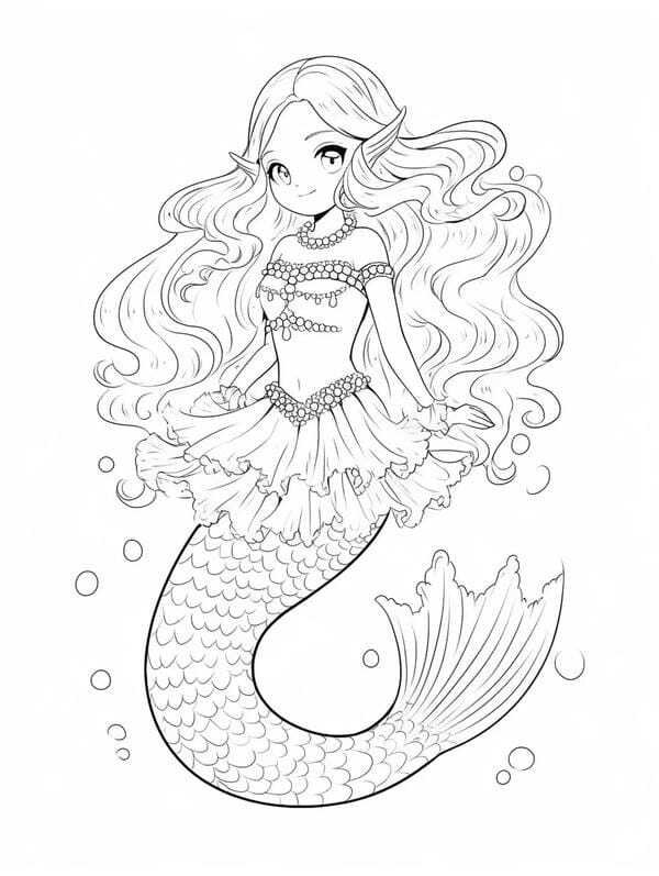 tranh nàng tiên cá tô màu