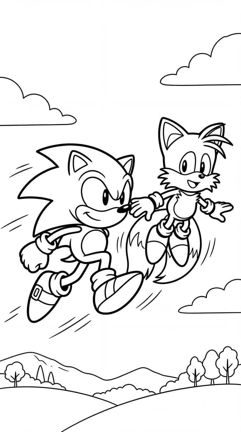 Hình ảnh tranh tô màu Sonic siêu dễ thương dành cho trẻ nhỏ