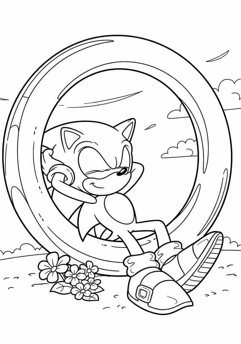 Hình ảnh tranh tô màu Sonic cute phong cách hoạt hình đẹp mắt