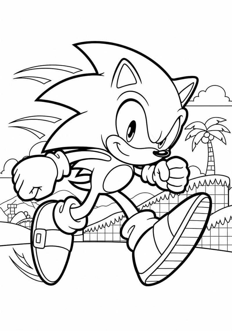 Tranh tô màu Sonic chạy siêu tốc cực kỳ sinh động cho bé