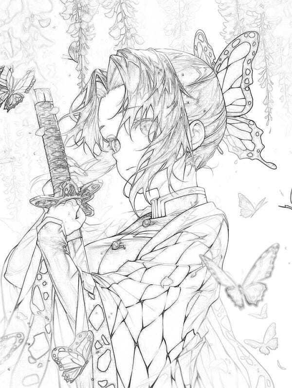 tranh tô màu anime girl ngầu lạnh lùng