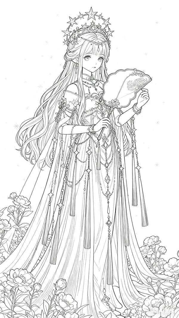 tranh tô màu anime girl ngầu​ 1