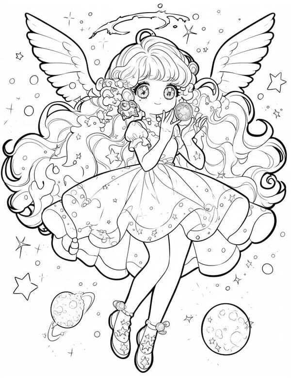 tranh tô màu anime girl ngầu​ 15