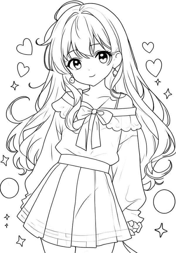 tranh tô màu anime girl ngầu​ 19