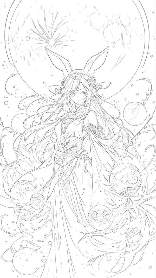 tranh tô màu anime girl ngầu​ 23