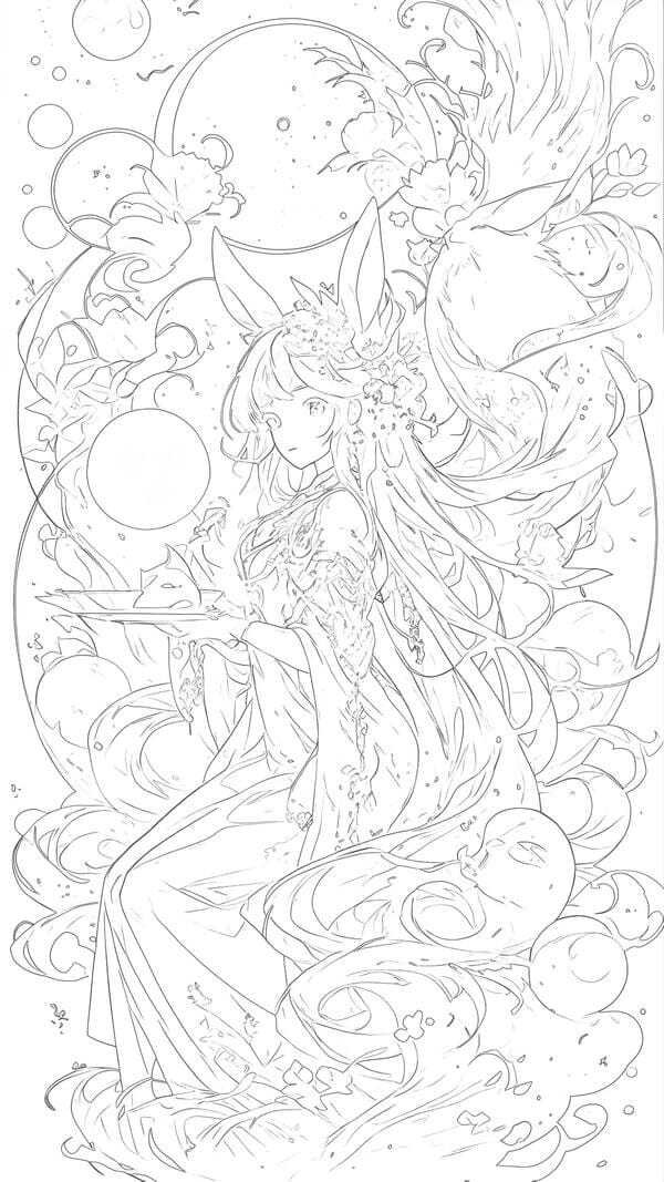 tranh tô màu anime girl ngầu​ 24