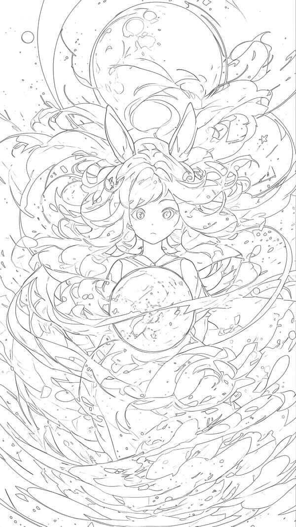 tranh tô màu anime girl ngầu​ 25