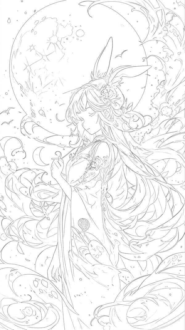 tranh tô màu anime girl ngầu​ 26