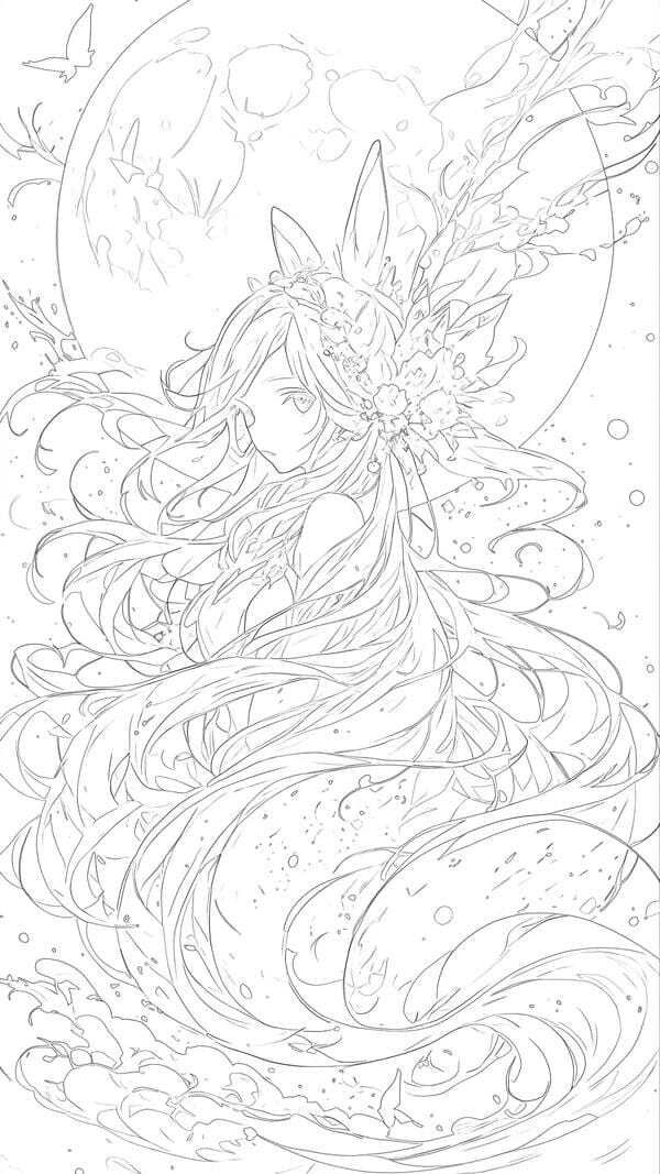 tranh tô màu anime girl ngầu​ 28