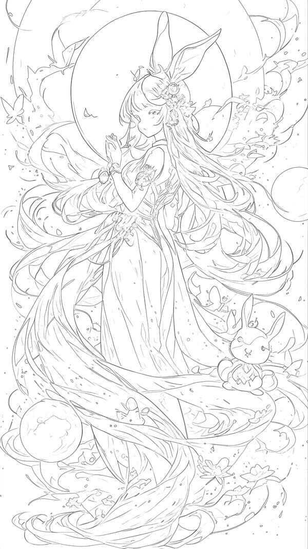 tranh tô màu anime girl ngầu​ 29