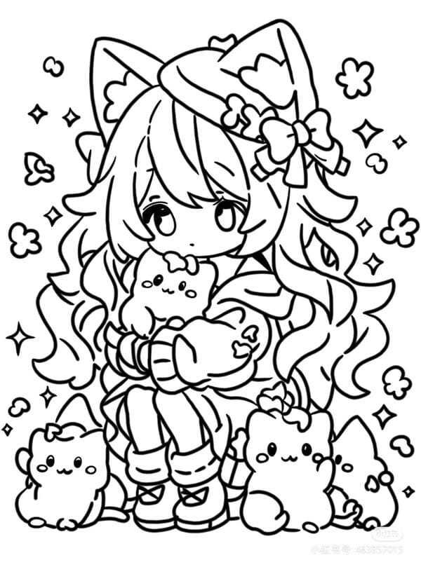 tranh tô màu anime girl ngầu​ 3