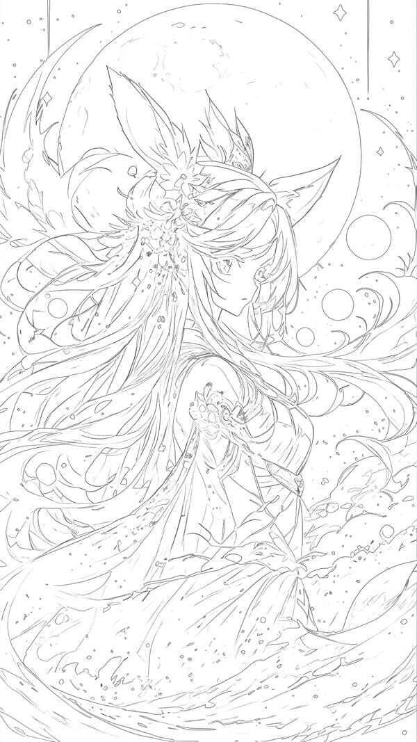 tranh tô màu anime girl ngầu​ 30