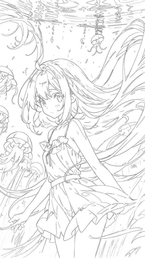 tranh tô màu anime girl ngầu​ 31