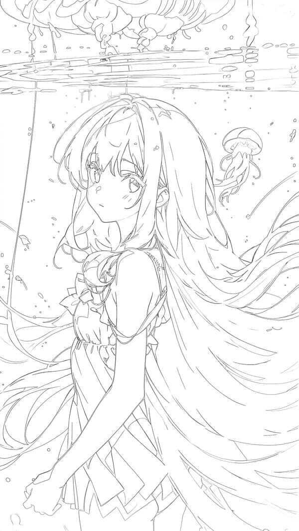 tranh tô màu anime girl ngầu​ 33