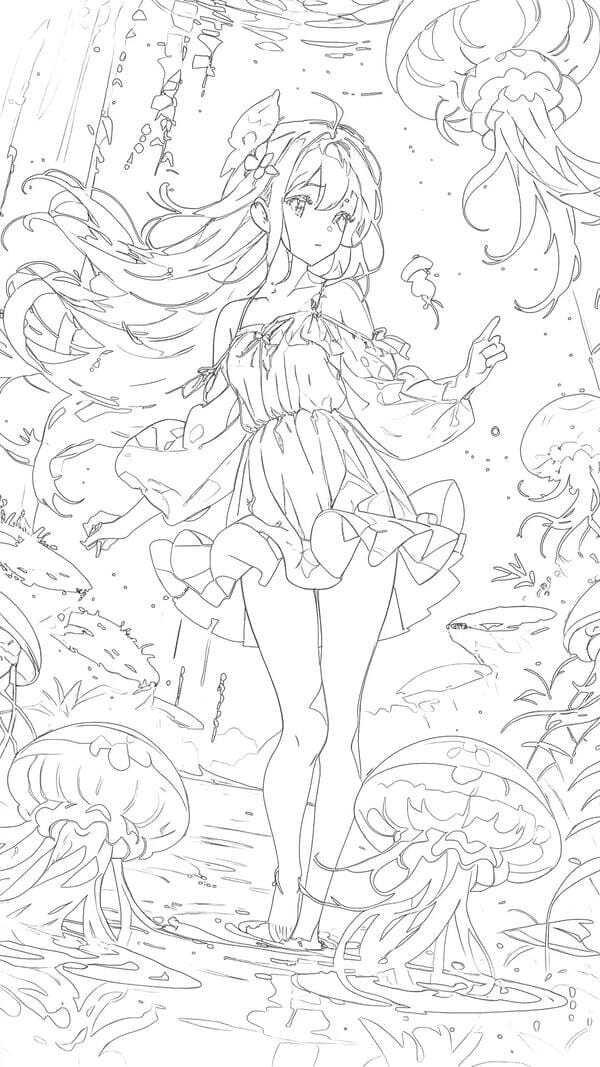 tranh tô màu anime girl ngầu​ 34