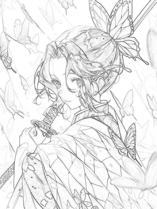 tranh tô màu anime girl ngầu​ 36