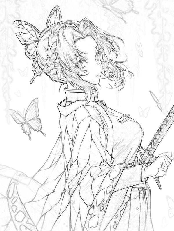 tranh tô màu anime girl ngầu​ 37