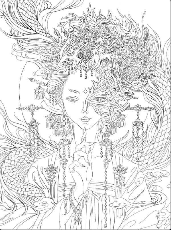 tranh tô màu anime girl ngầu​ 8