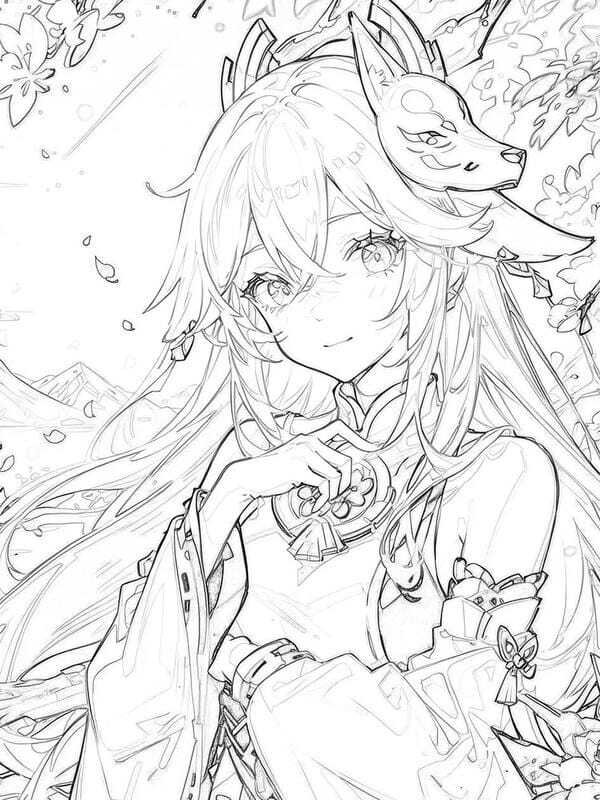 tranh tô màu anime girl ngầu​ 9