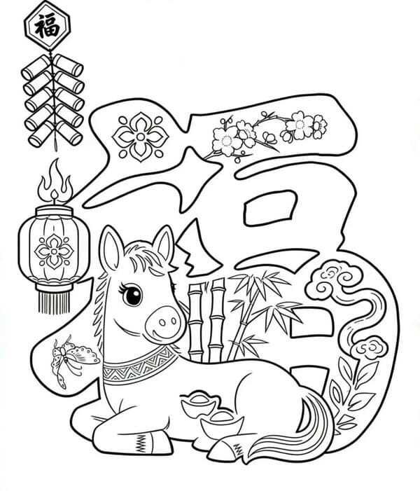 tranh tô màu con ngựa